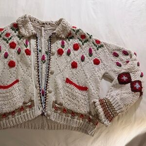 Free People Rosebud Embroidered Cardigan